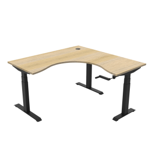 Zuri Manual Height Adjustable Corner Desk, L-shaped. No motors required. For commercial offices, education and ergonomic fitouts across Australia.