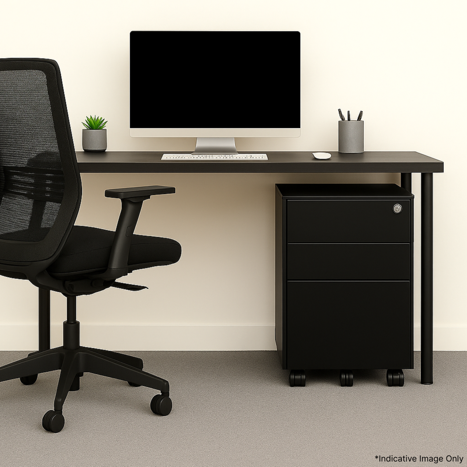 Compact pedestal storage locker for under the desk in a shared office in Canberra, ACT