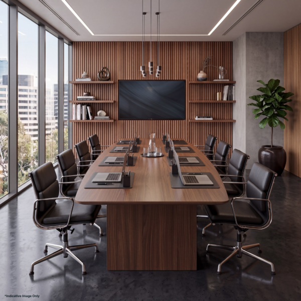 Executive Boardroom Table Boat shaped with H-Base - Image 2