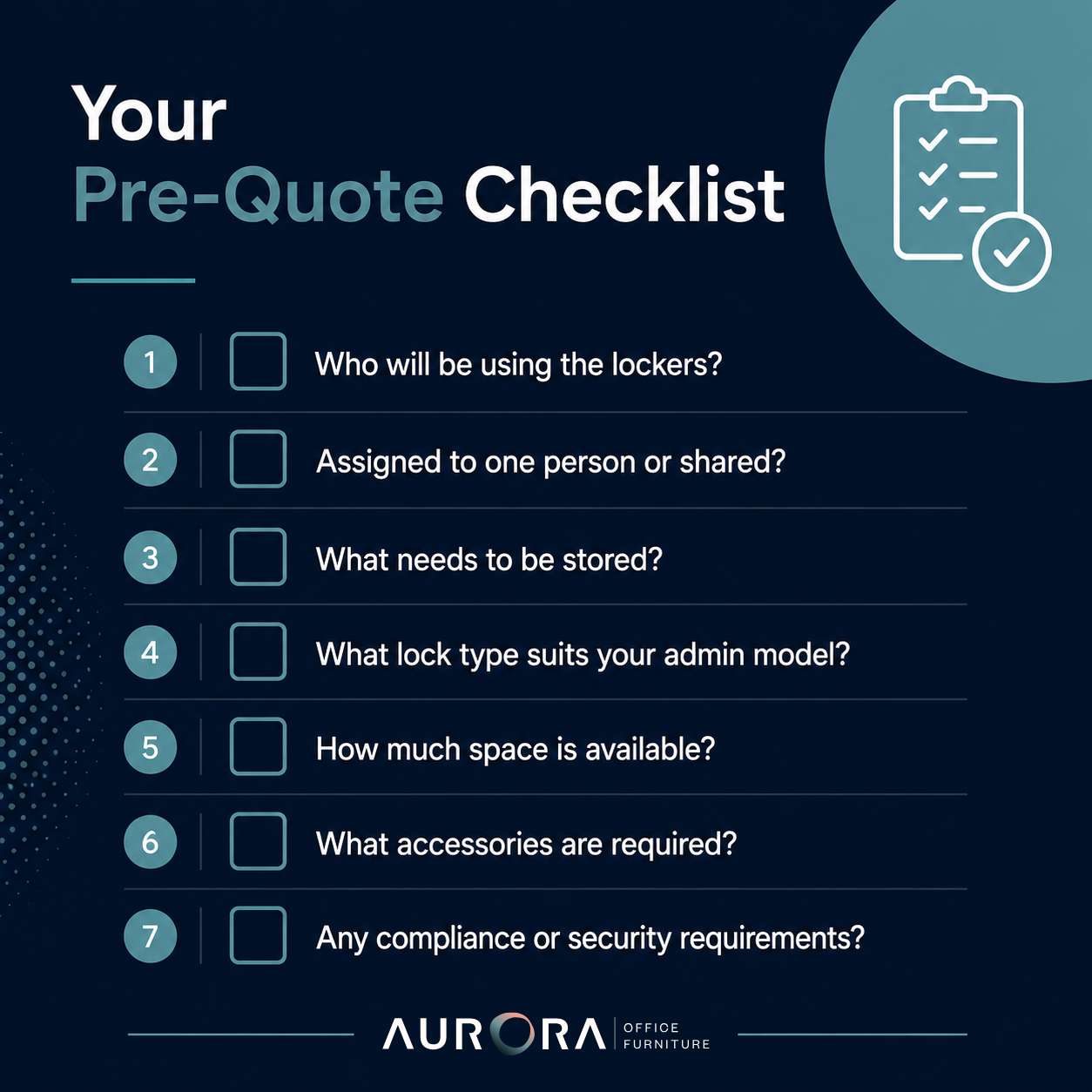 12 Tips When Buying Staff Lockers For Australian Commercial Offices – Aurora Office Furniture locker checklist – Aurora Office Furniture